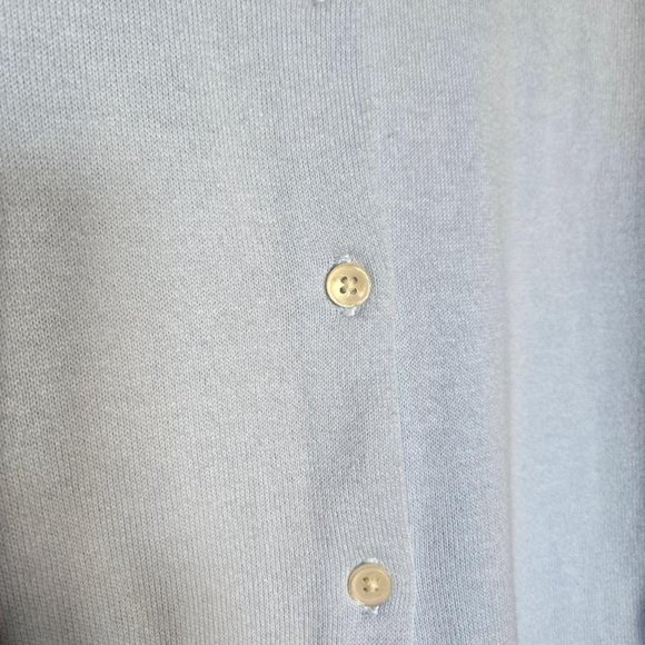 Land's End Fine Gauge Cotton Cardigan Light Blue W/Peach Details 2X - Picture 3 of 6